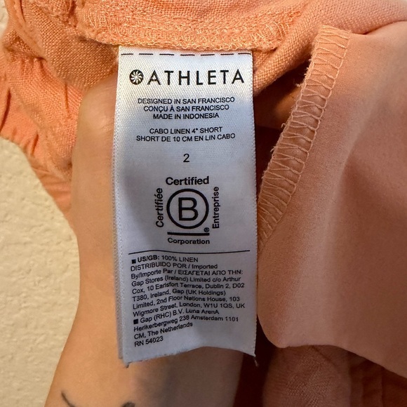 Athleta Cabo Linen 4" Shorts Short Coral Peach Women’s Size 2 Pockets Size 2 - Picture 7 of 7